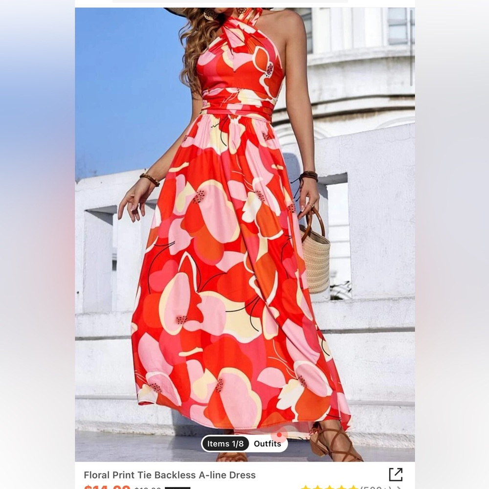 Floral print halter dress- sz small